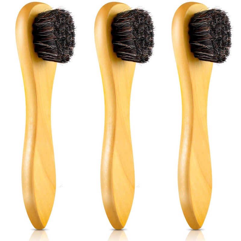Jovitec 3 Pieces Horsehair Polish Applicator Brush Kit Saddle Soap Shoe Shine Brush Leather Boot Clean Dauber Applicators(Wax Yellow) - Image 1